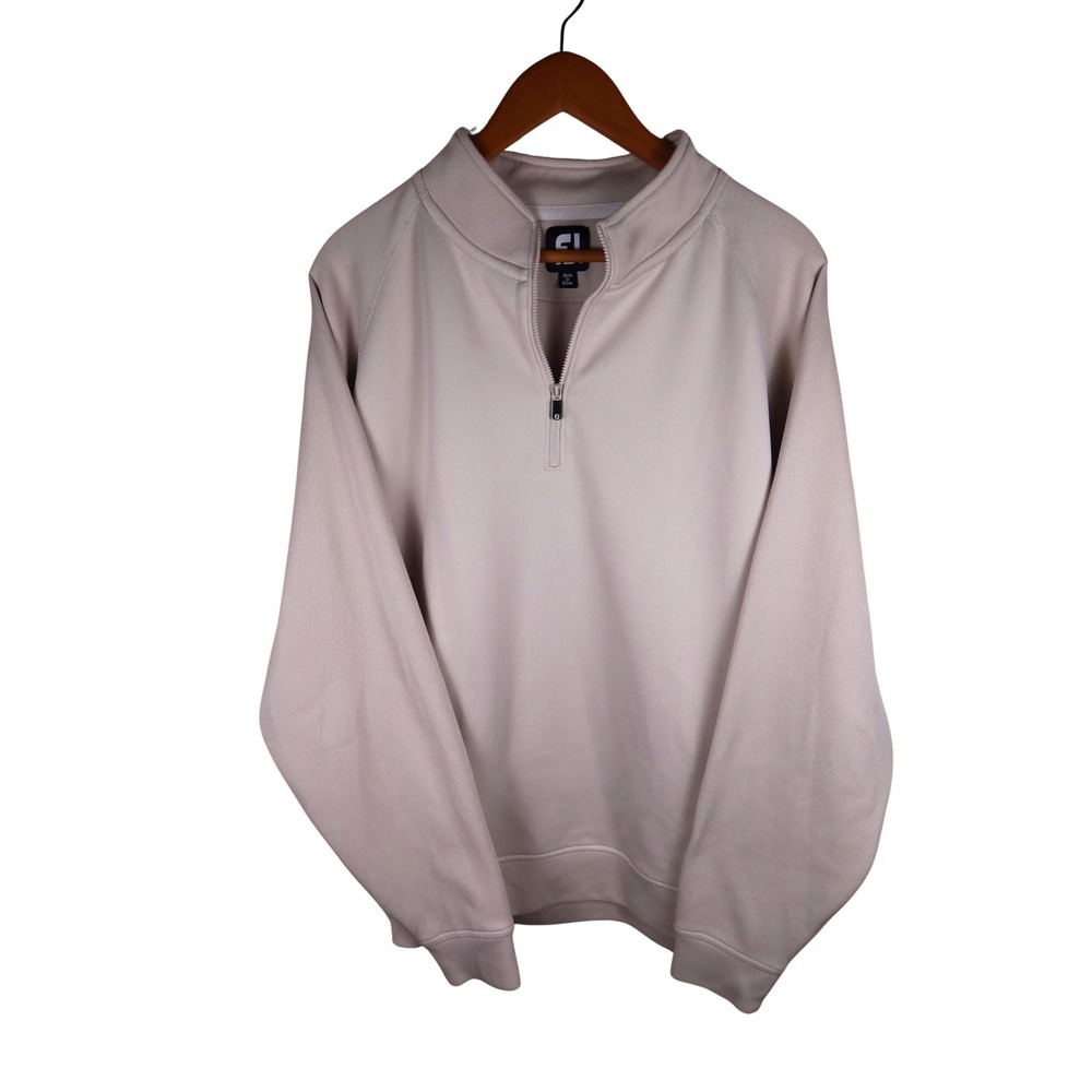 FootJoy FJ Mens Tan Quarter Zip Golf Pullover Performance Mid Layer Size XL